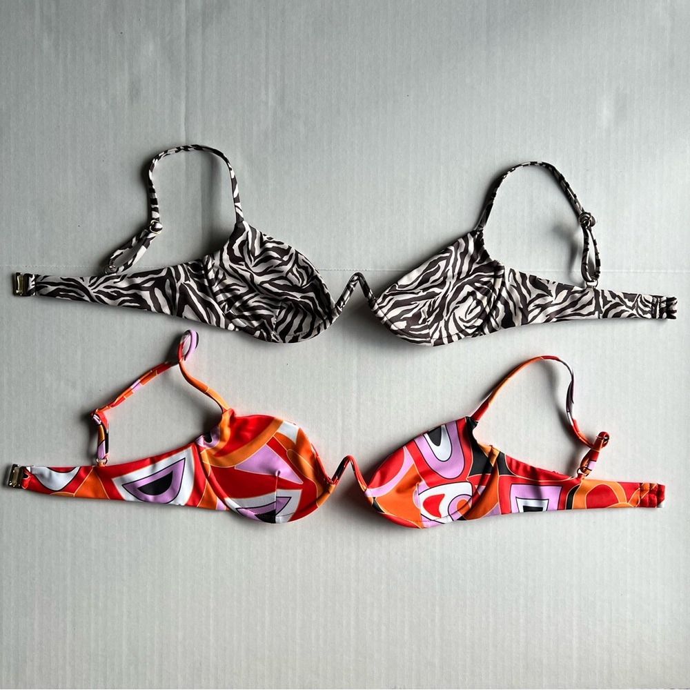 {SOLD} NEW: 2 Bikini Tops | SAME LosAngeles | Pucci Inspired & Zebra Tiger Print